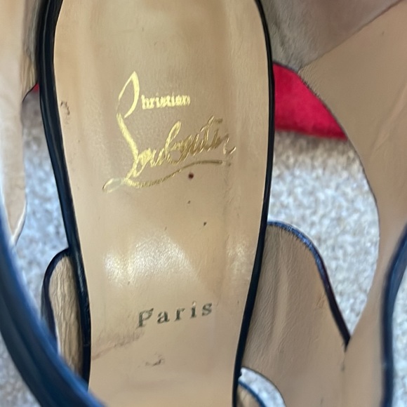 CHRISTIAN LOUBOUTIN Bandra 140 Napa Black Leather Peep Toe Pump Sz 40 - Picture 7 of 16